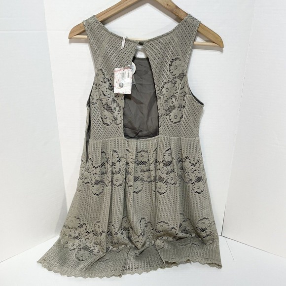 Free People Short Dress Size 8, Taupe/Stone, F851Y996 Lace New With Tags NWT - Picture 2 of 9
